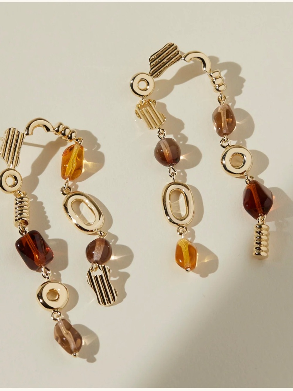 Lindsay Lewis Avery Gold-Tone Earrings with Amber and Brown Beads